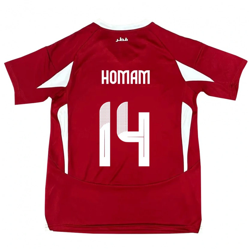 Danxen Heren Qatar Homam Ahmed #14 Rood Thuisshirt Thuistenue 24-26 T-Shirt