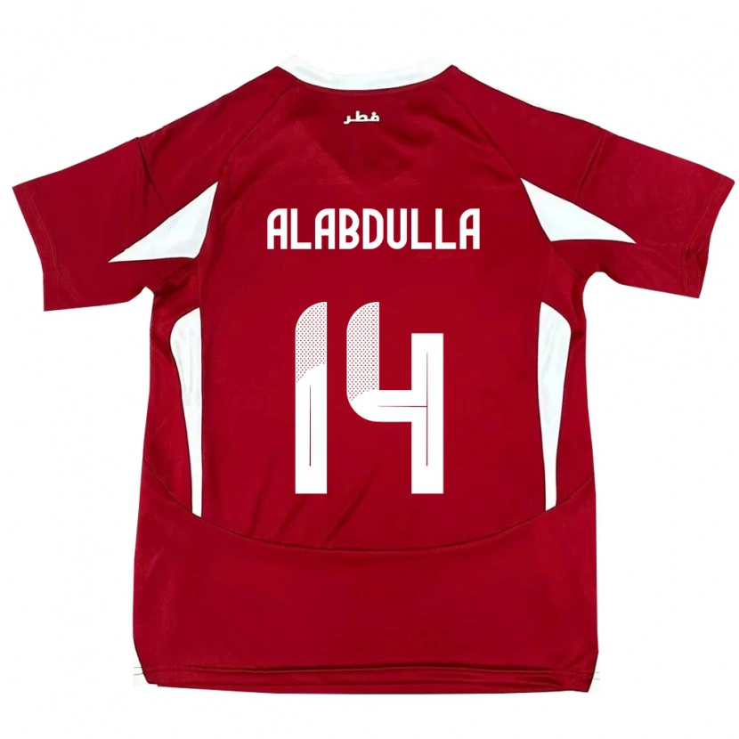 Danxen Heren Qatar Moudhi Alabdulla #14 Rood Thuisshirt Thuistenue 24-26 T-Shirt