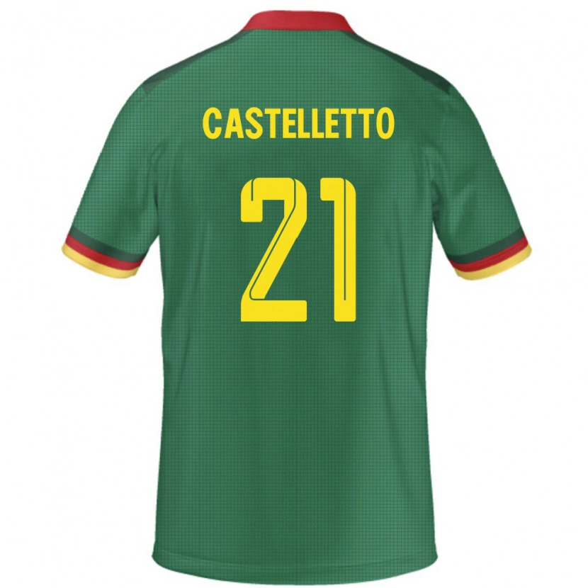Danxen Heren Kameroen Jean-Charles Castelletto #21 Groen Thuisshirt Thuistenue 24-26 T-Shirt