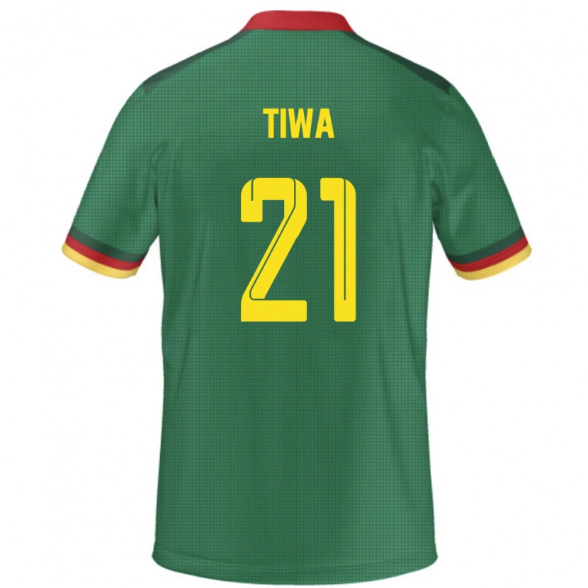 Danxen Heren Kameroen Yvan Tiwa #21 Groen Thuisshirt Thuistenue 24-26 T-Shirt
