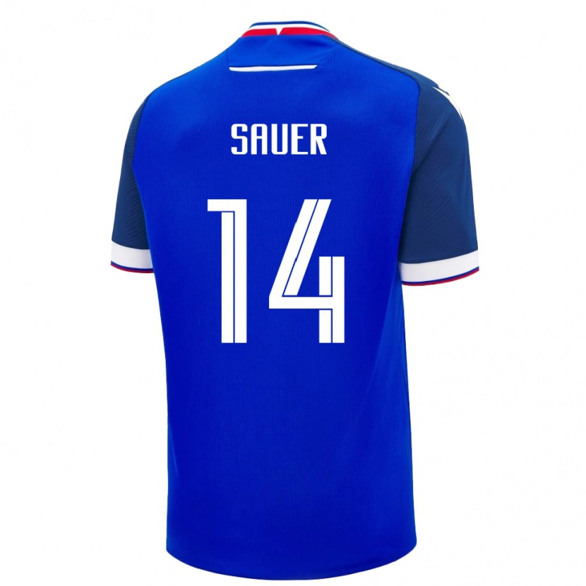 Danxen Heren Slowakije Mario Sauer #14 Blauw Thuisshirt Thuistenue 24-26 T-Shirt