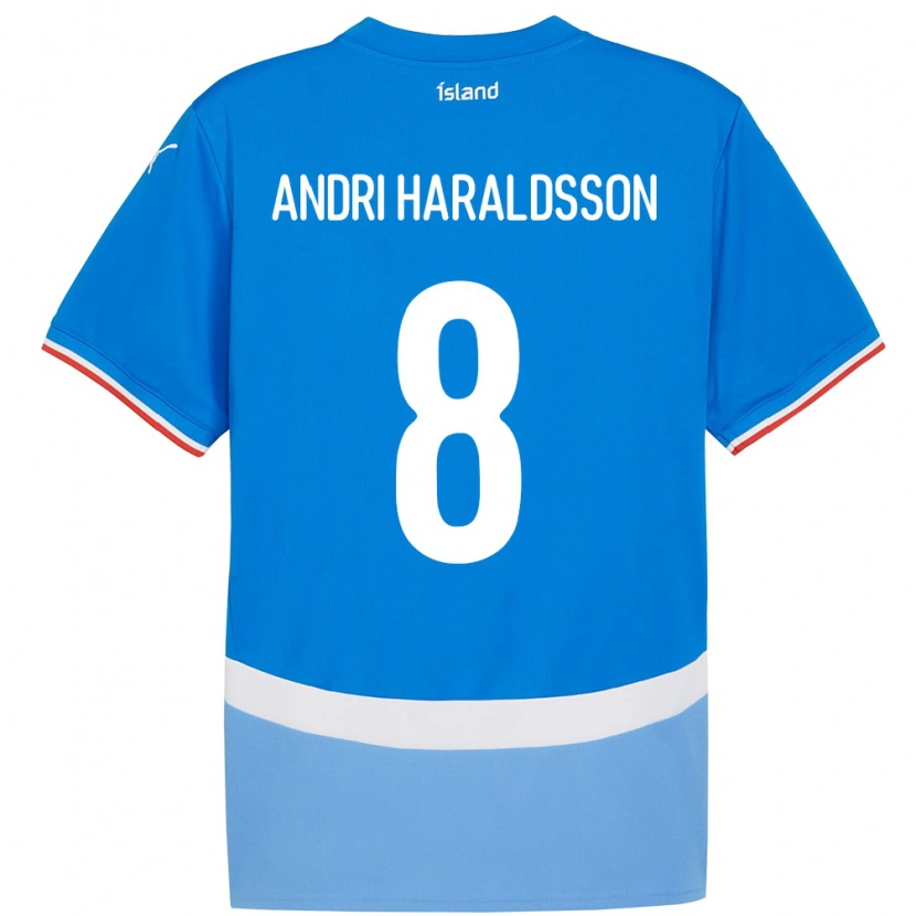 Danxen Heren Ijsland Haukur Andri Haraldsson #8 Blauw Thuisshirt Thuistenue 24-26 T-Shirt