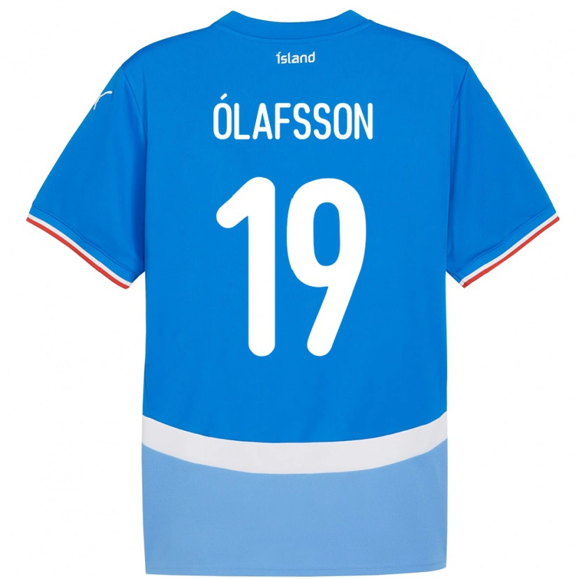 Danxen Heren Ijsland Sigurdur Stefán Ólafsson #19 Blauw Thuisshirt Thuistenue 24-26 T-Shirt