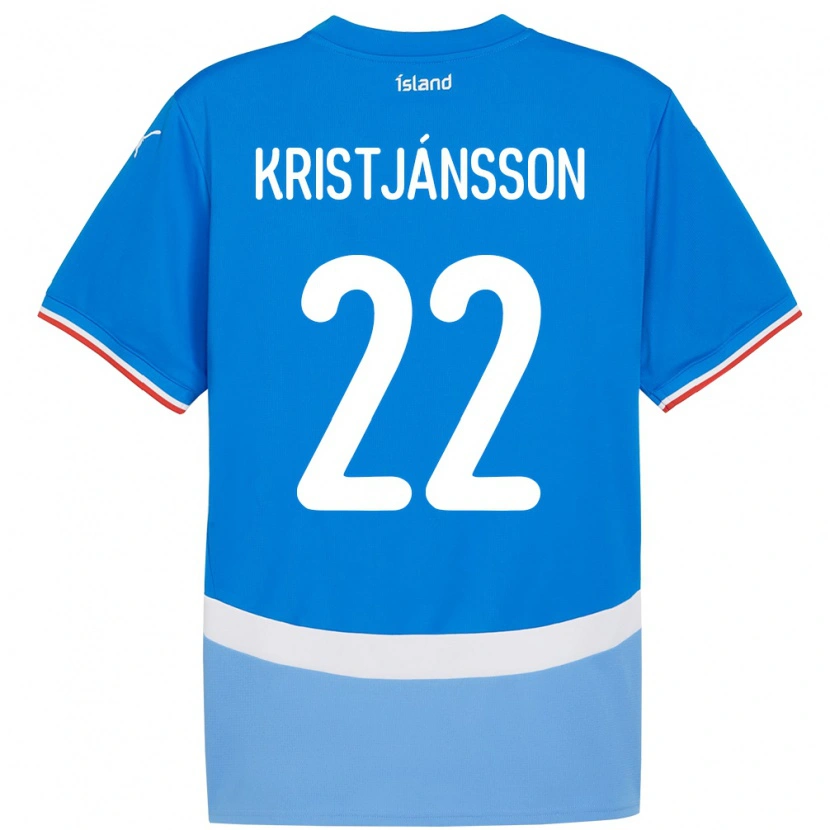 Danxen Heren Ijsland Daníel Freyr Kristjánsson #22 Blauw Thuisshirt Thuistenue 24-26 T-Shirt
