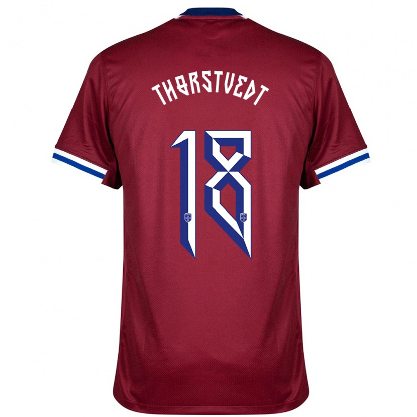 Danxen Heren Noorwegen Kristian Thorstvedt #18 Rood Blauw Wit Thuisshirt Thuistenue 24-26 T-Shirt