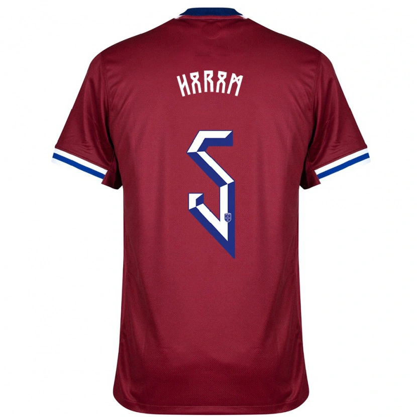 Danxen Heren Noorwegen Simen Haram #5 Rood Blauw Wit Thuisshirt Thuistenue 24-26 T-Shirt