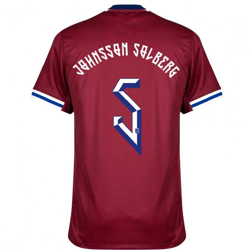 Danxen Heren Noorwegen Jesper Johnsson Solberg #5 Rood Blauw Wit Thuisshirt Thuistenue 24-26 T-Shirt