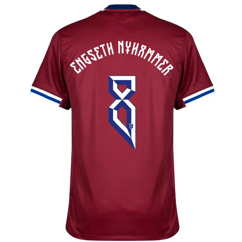 Danxen Heren Noorwegen Troy Engseth Nyhammer #8 Rood Blauw Wit Thuisshirt Thuistenue 24-26 T-Shirt