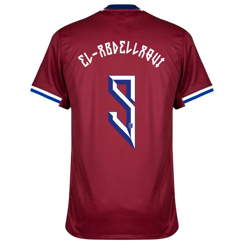 Danxen Heren Noorwegen Jones El-Abdellaoui #9 Rood Blauw Wit Thuisshirt Thuistenue 24-26 T-Shirt