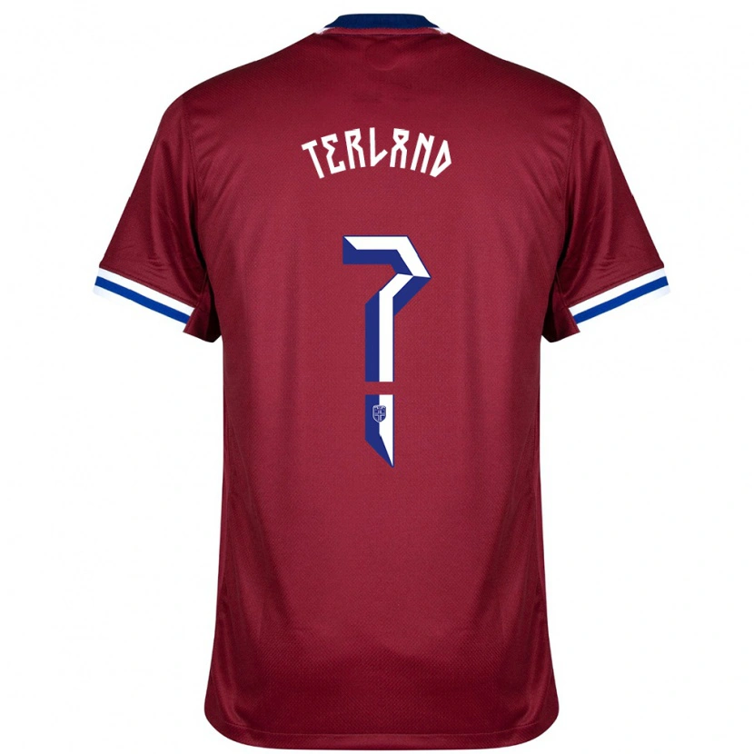 Danxen Heren Noorwegen Elisabeth Terland #0 Rood Blauw Wit Thuisshirt Thuistenue 24-26 T-Shirt