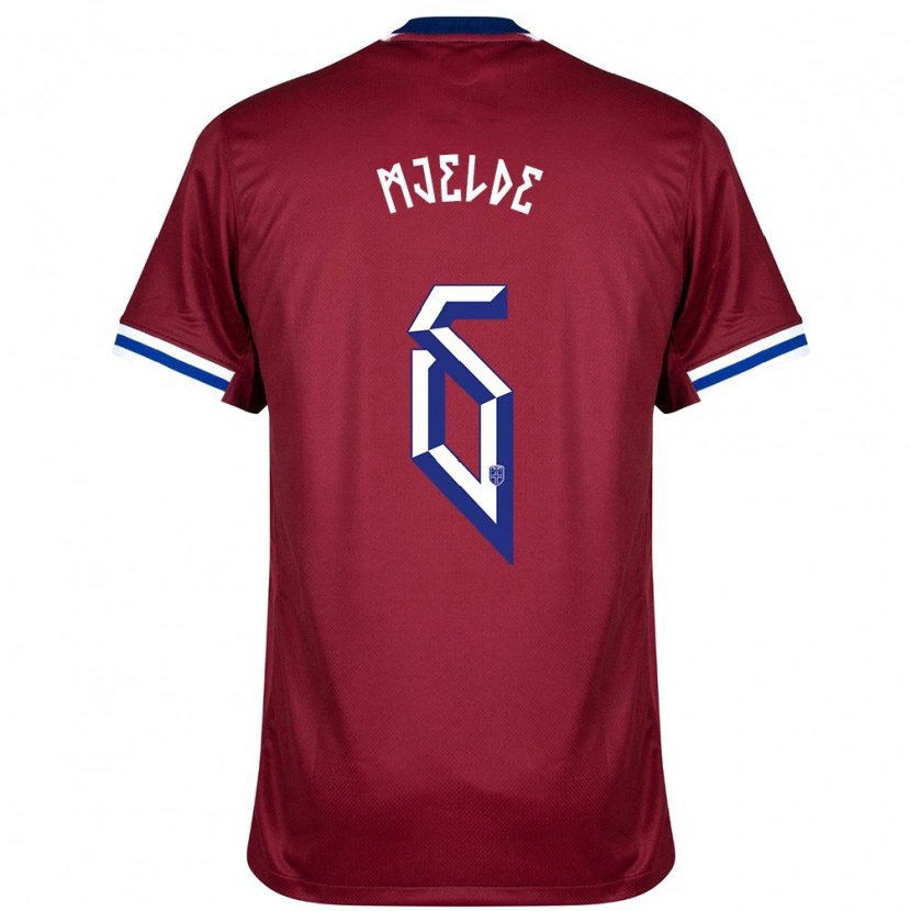 Danxen Heren Noorwegen Maren Mjelde #6 Rood Blauw Wit Thuisshirt Thuistenue 24-26 T-Shirt