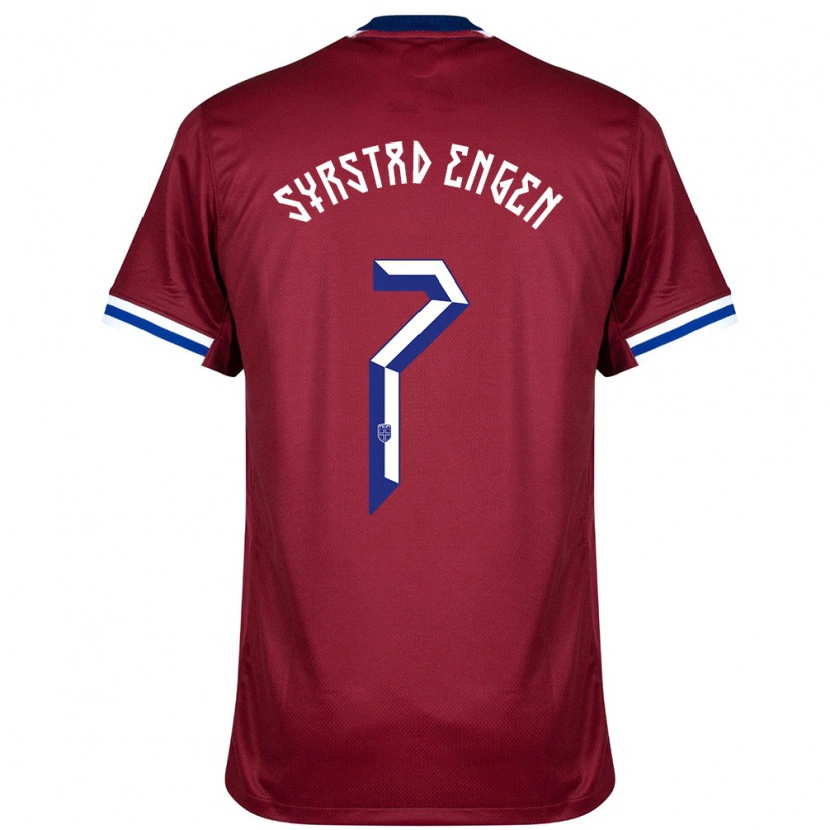 Danxen Heren Noorwegen Ingrid Syrstad Engen #7 Rood Blauw Wit Thuisshirt Thuistenue 24-26 T-Shirt