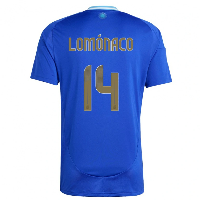 Danxen Heren Argentinië Kevin Lomónaco #14 Blauw Uitshirt Uittenue 24-26 T-Shirt