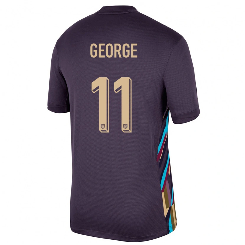 Danxen Heren Engeland Tyrique George #11 Donkere Rozijn Uitshirt Uittenue 24-26 T-Shirt