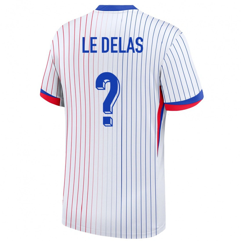 Danxen Heren Frankrijk Mattéo Le Delas #0 Wit Uitshirt Uittenue 24-26 T-Shirt