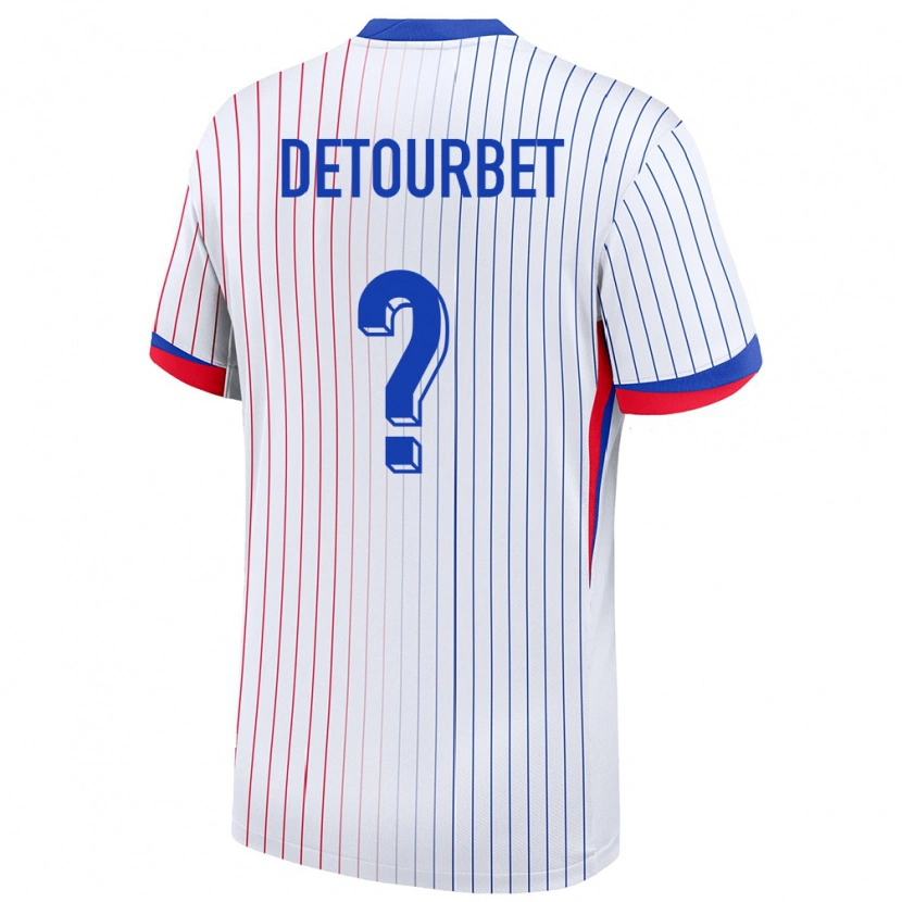 Danxen Heren Frankrijk Mathys Detourbet #0 Wit Uitshirt Uittenue 24-26 T-Shirt