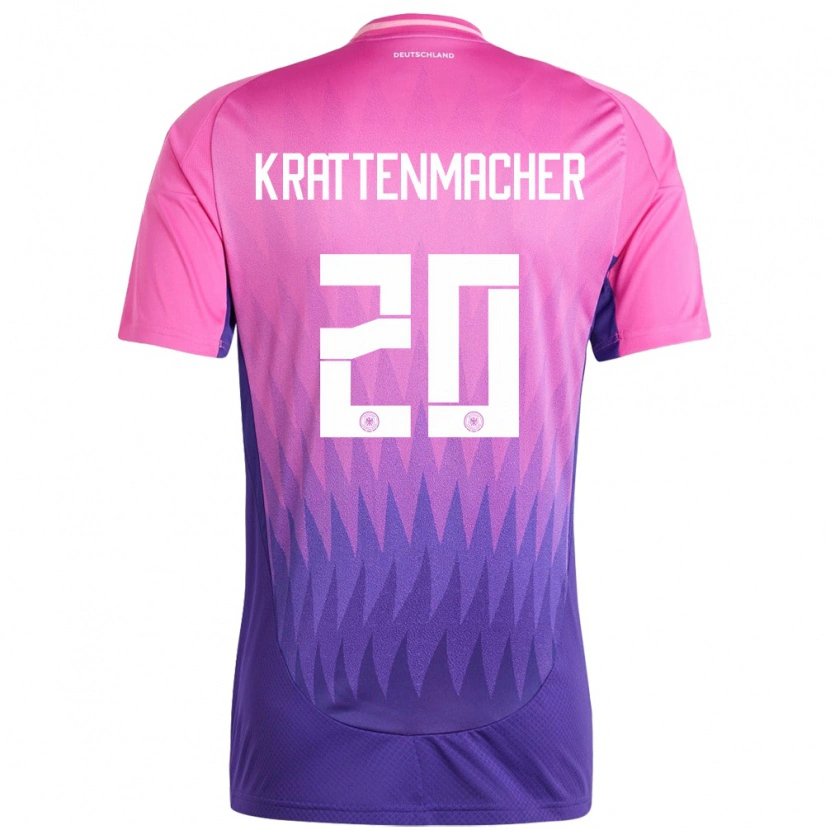 Danxen Heren Duitsland Maurice Krattenmacher #20 Roze Paars Uitshirt Uittenue 24-26 T-Shirt