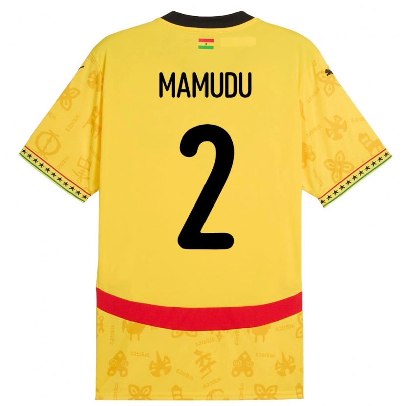 Danxen Heren Ghana Kamaradini Mamudu #2 Geel Uitshirt Uittenue 24-26 T-Shirt