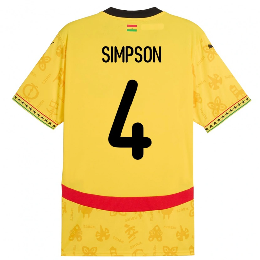 Danxen Heren Ghana Razak Simpson #4 Geel Uitshirt Uittenue 24-26 T-Shirt