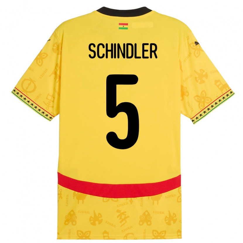 Danxen Heren Ghana Kingsley Schindler #5 Geel Uitshirt Uittenue 24-26 T-Shirt