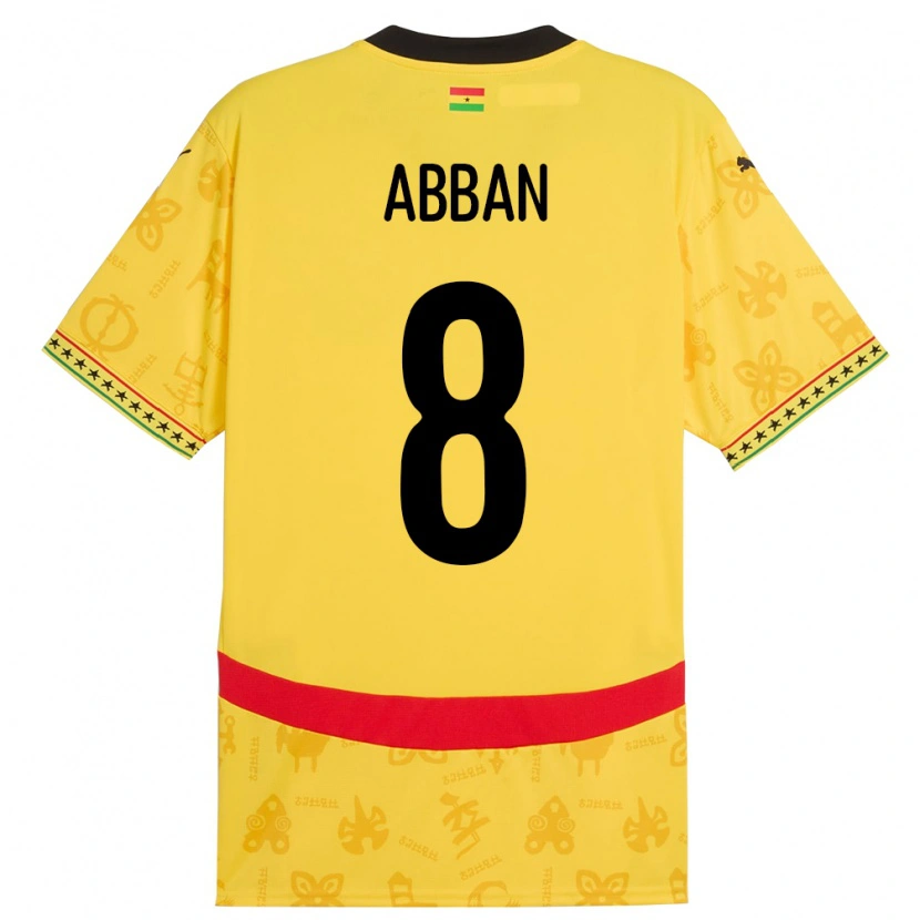 Danxen Heren Ghana Ebenezer Abban #8 Geel Uitshirt Uittenue 24-26 T-Shirt