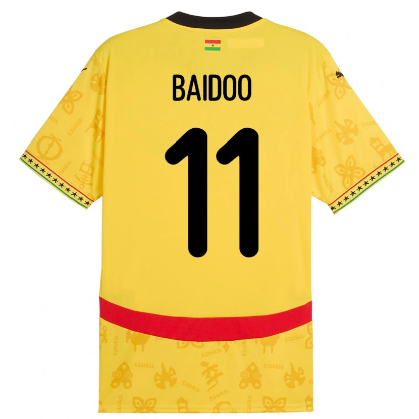 Danxen Heren Ghana Michael Baidoo #11 Geel Uitshirt Uittenue 24-26 T-Shirt