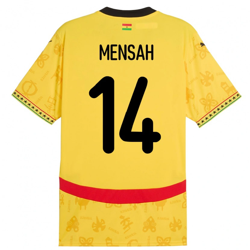 Danxen Heren Ghana Gideon Mensah #14 Geel Uitshirt Uittenue 24-26 T-Shirt