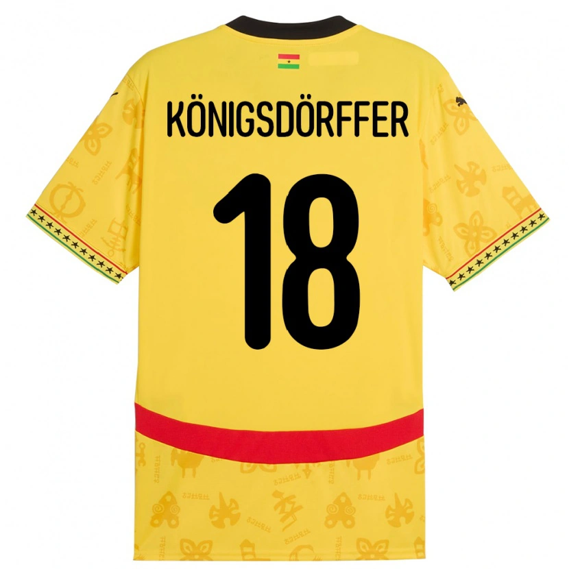 Danxen Heren Ghana Ransford Königsdörffer #18 Geel Uitshirt Uittenue 24-26 T-Shirt