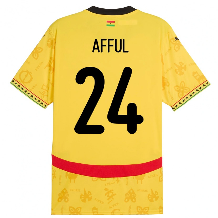 Danxen Heren Ghana Isaac Afful #24 Geel Uitshirt Uittenue 24-26 T-Shirt