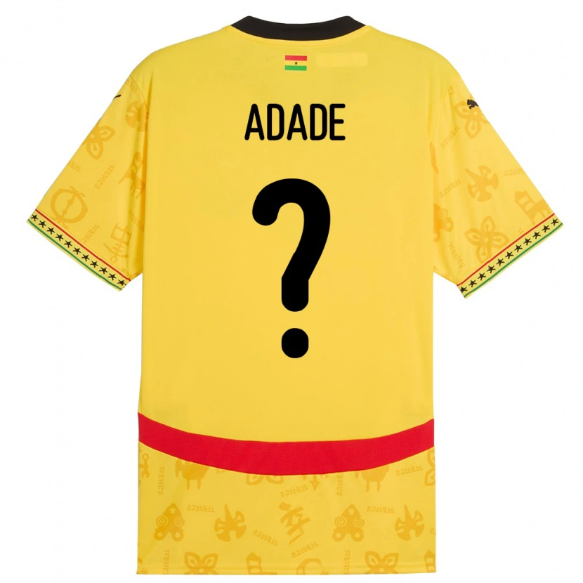 Danxen Heren Ghana Ebenezer Adade #0 Geel Uitshirt Uittenue 24-26 T-Shirt