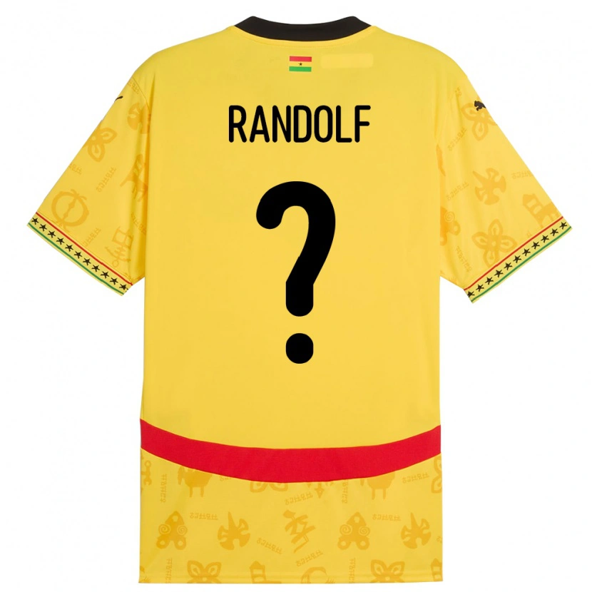 Danxen Heren Ghana Augustine Randolf #0 Geel Uitshirt Uittenue 24-26 T-Shirt