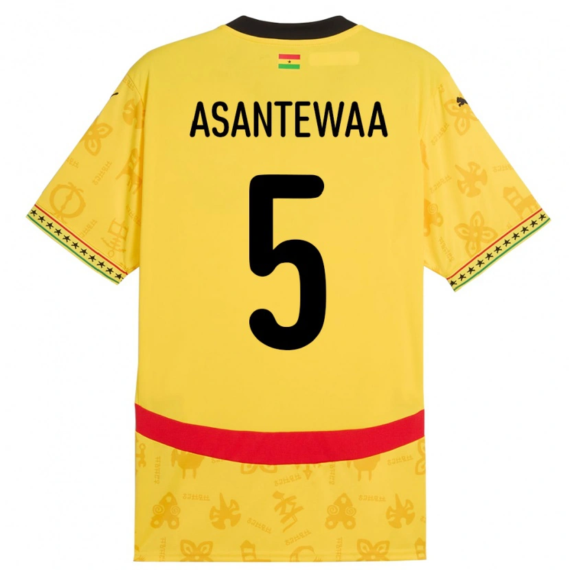 Danxen Heren Ghana Grace Asantewaa #5 Geel Uitshirt Uittenue 24-26 T-Shirt