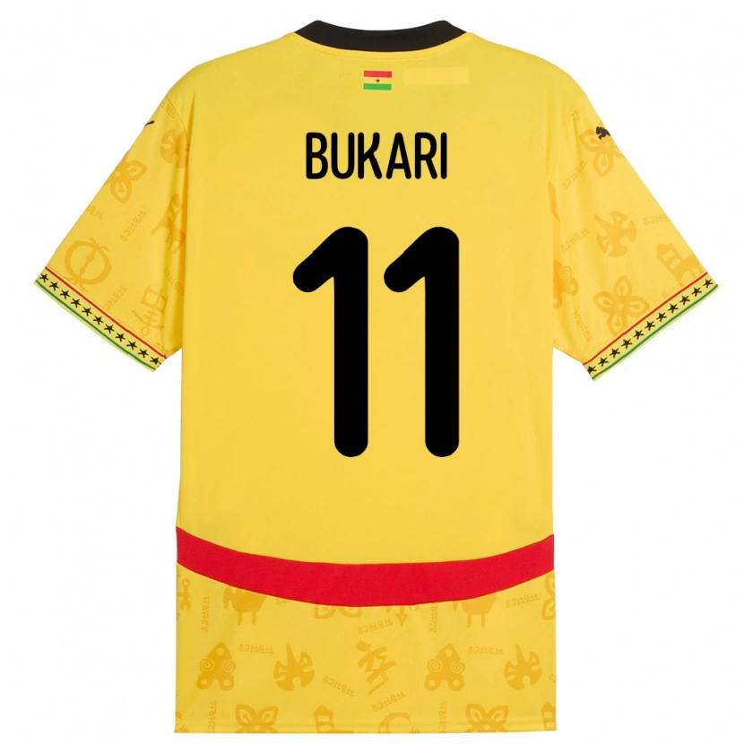 Danxen Heren Ghana Osman Bukari #11 Geel Uitshirt Uittenue 24-26 T-Shirt