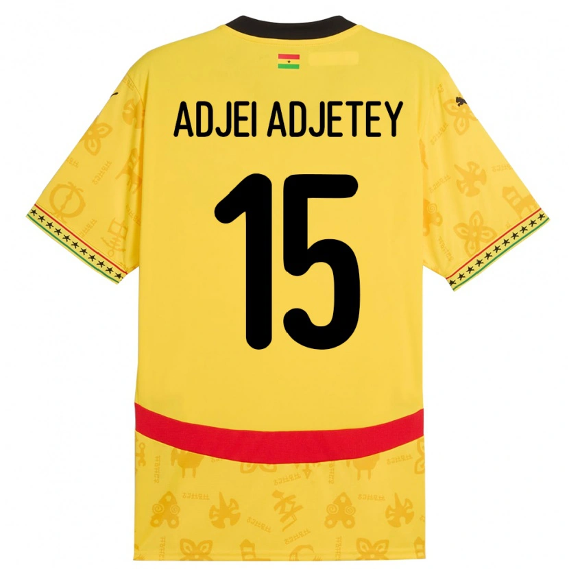 Danxen Heren Ghana Jonas Adjei Adjetey #15 Geel Uitshirt Uittenue 24-26 T-Shirt