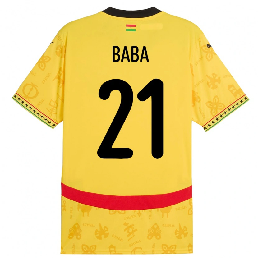 Danxen Heren Ghana Iddrisu Baba #21 Geel Uitshirt Uittenue 24-26 T-Shirt