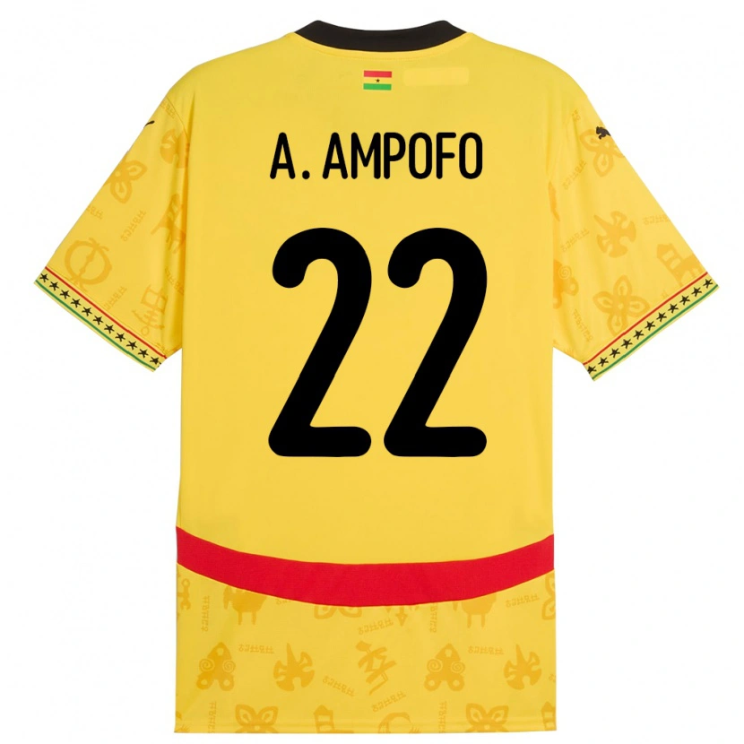 Danxen Heren Ghana Eugene Amankwah Ampofo #22 Geel Uitshirt Uittenue 24-26 T-Shirt