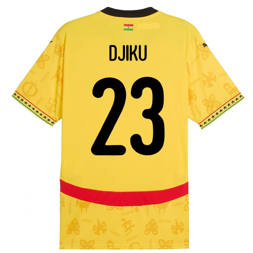 Danxen Heren Ghana Alexander Djiku #23 Geel Uitshirt Uittenue 24-26 T-Shirt