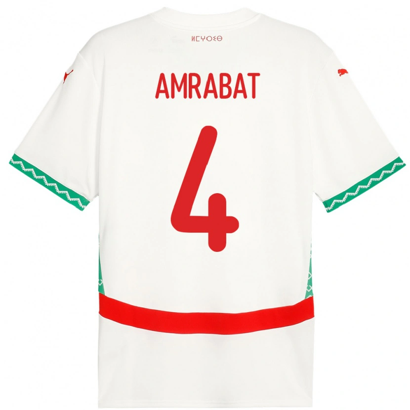 Danxen Heren Marokko Sofyan Amrabat #4 Wit Uitshirt Uittenue 24-26 T-Shirt