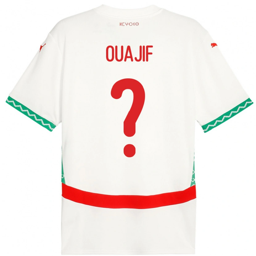 Danxen Heren Marokko Naël Ouajif #0 Wit Uitshirt Uittenue 24-26 T-Shirt