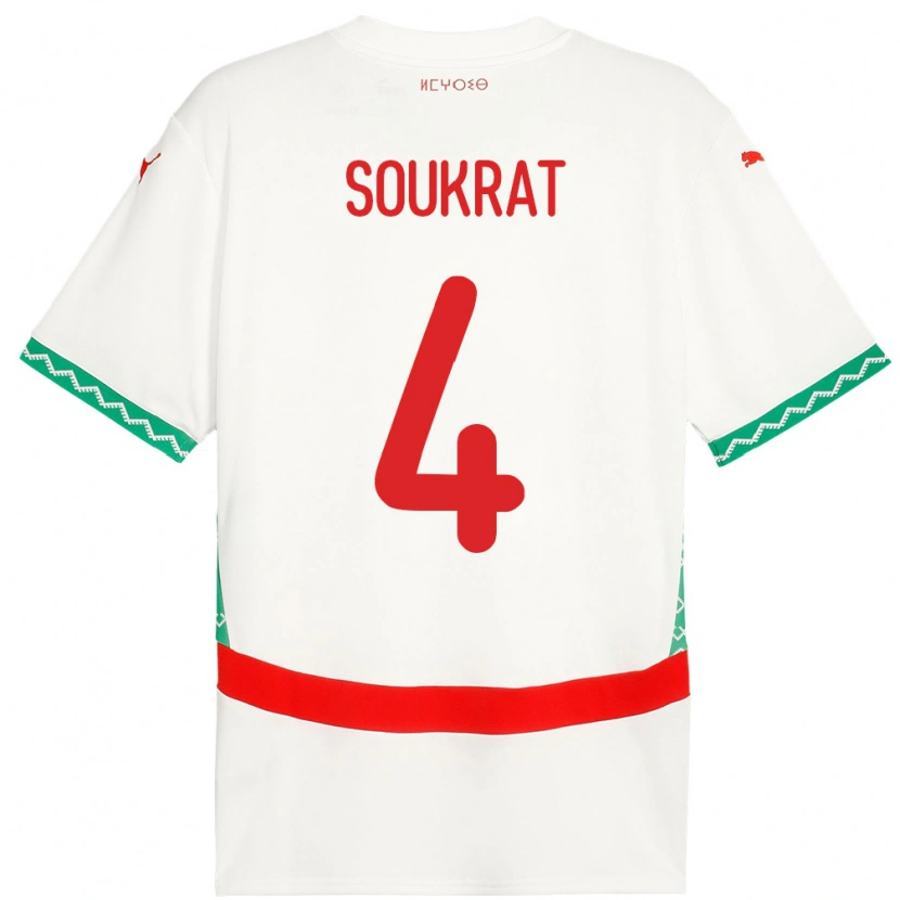 Danxen Heren Marokko Bilal Soukrat #4 Wit Uitshirt Uittenue 24-26 T-Shirt