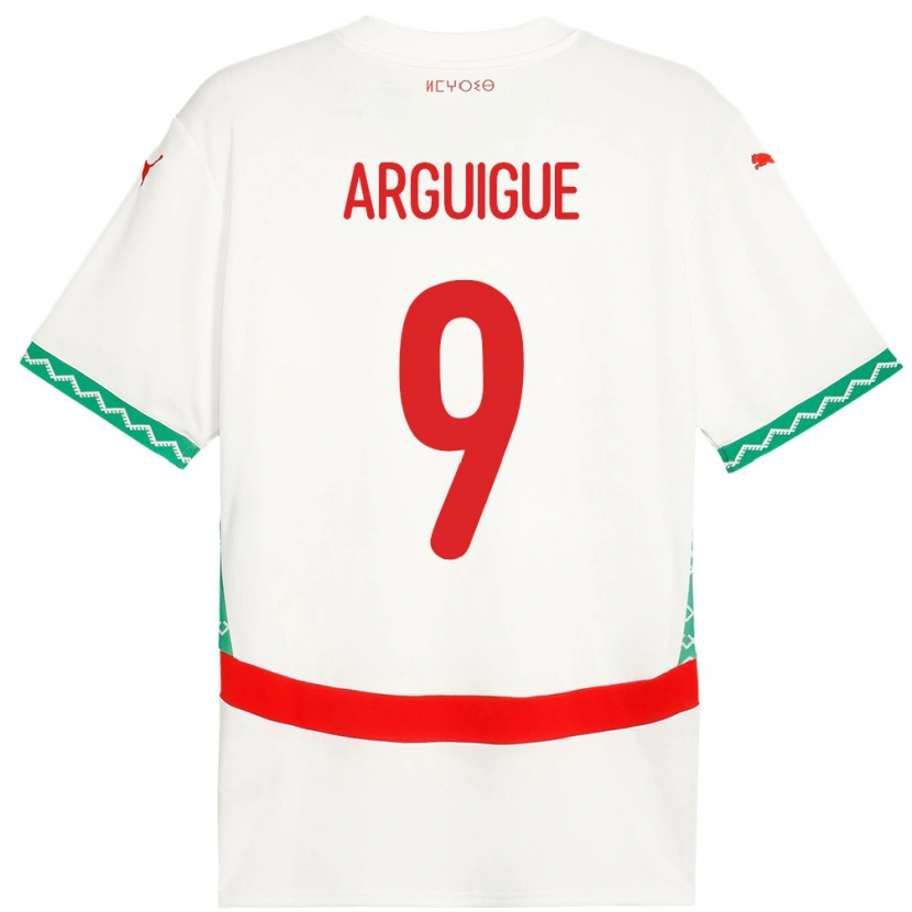 Danxen Heren Marokko Ayman Arguigue #9 Wit Uitshirt Uittenue 24-26 T-Shirt