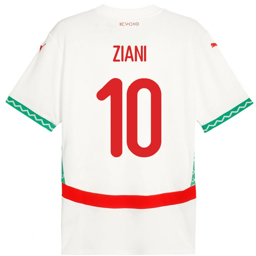 Danxen Heren Marokko Ismael Ziani López #10 Wit Uitshirt Uittenue 24-26 T-Shirt