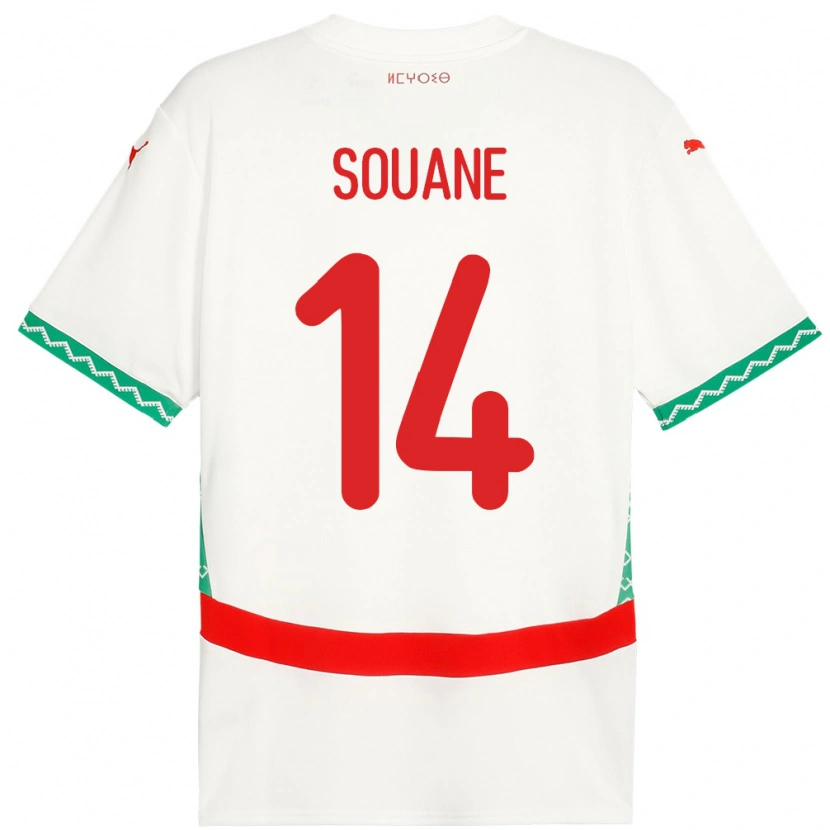 Danxen Heren Marokko Amine Souane #14 Wit Uitshirt Uittenue 24-26 T-Shirt
