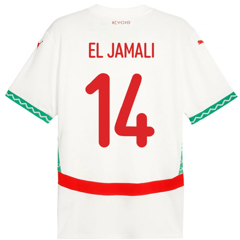 Danxen Heren Marokko Nadir El Jamali #14 Wit Uitshirt Uittenue 24-26 T-Shirt