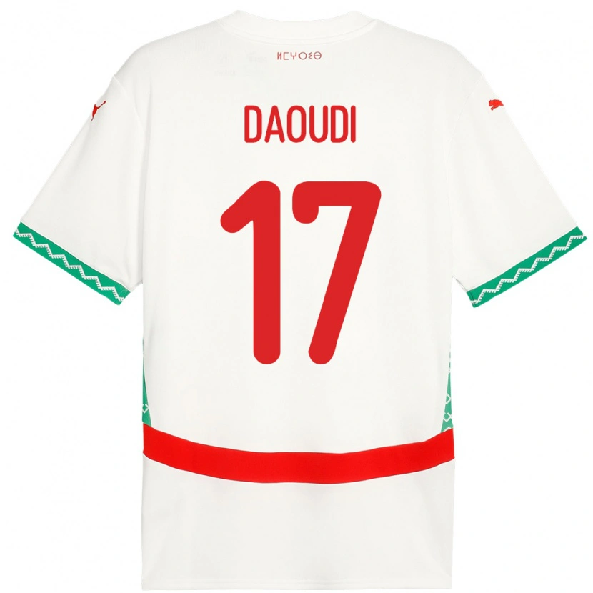 Danxen Heren Marokko Abdelali Daoudi #17 Wit Uitshirt Uittenue 24-26 T-Shirt