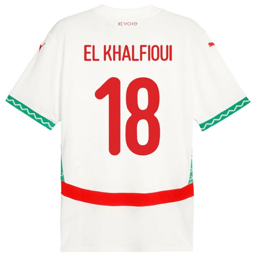 Danxen Heren Marokko Zakari El Khalfioui #18 Wit Uitshirt Uittenue 24-26 T-Shirt