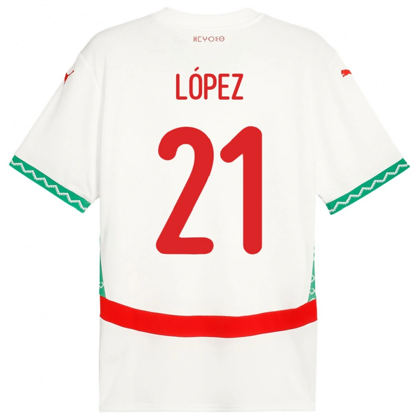 Danxen Heren Marokko Mani López #21 Wit Uitshirt Uittenue 24-26 T-Shirt