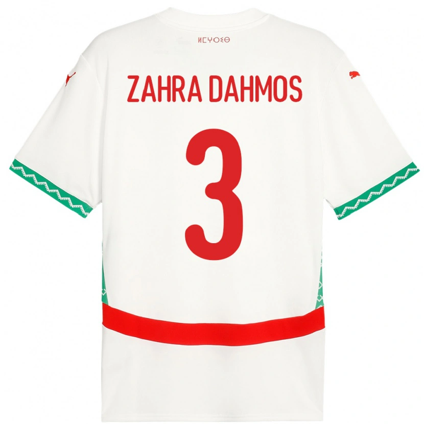 Danxen Heren Marokko Fatima Zahra Dahmos #3 Wit Uitshirt Uittenue 24-26 T-Shirt