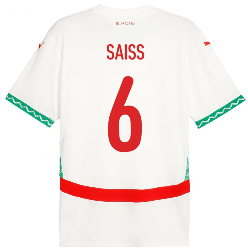 Danxen Heren Marokko Romain Saiss #6 Wit Uitshirt Uittenue 24-26 T-Shirt