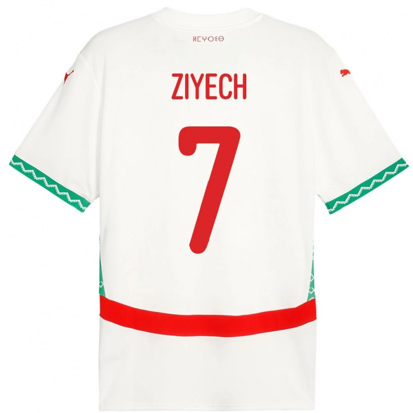Danxen Heren Marokko Hakim Ziyech #7 Wit Uitshirt Uittenue 24-26 T-Shirt